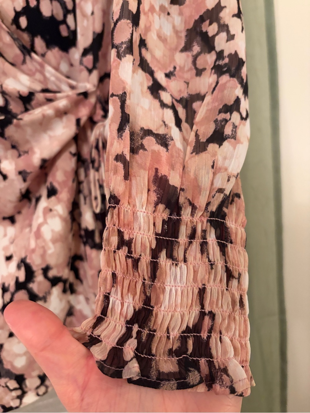 Anne Klein | Pink and Black Floral Wrap-Style Top XL NWT - Picture 4 of 6